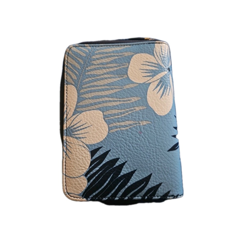 Vintage 1998 Roxy Blue Hibiscus Faux Leather Full Zip Day Planner Organizer - Picture 2 of 5